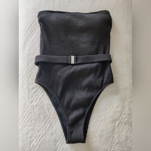 Abercrombie and Fitch Black Ribbed One Piece Swimsuit - NWT